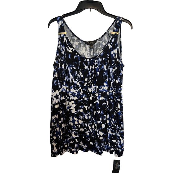 Thalia Sodi Tops - Thalia Sodi Sleeveless Womens Top Large Blue & Black Abstract Print